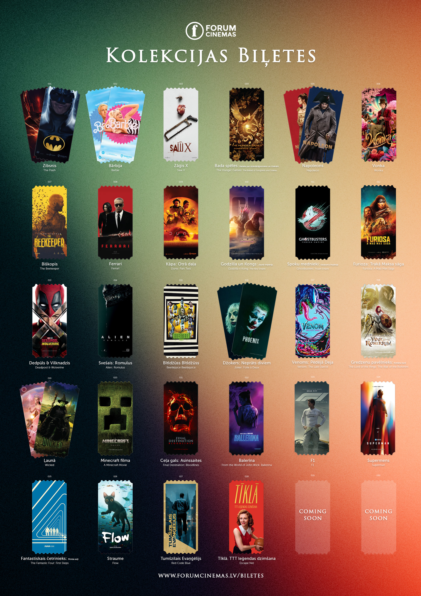 Forum Cinemas - Kolekcijas biļetes Forum Cinemas - Kolekcijas biļetes